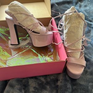 dolls kill pixie queen lace up heels